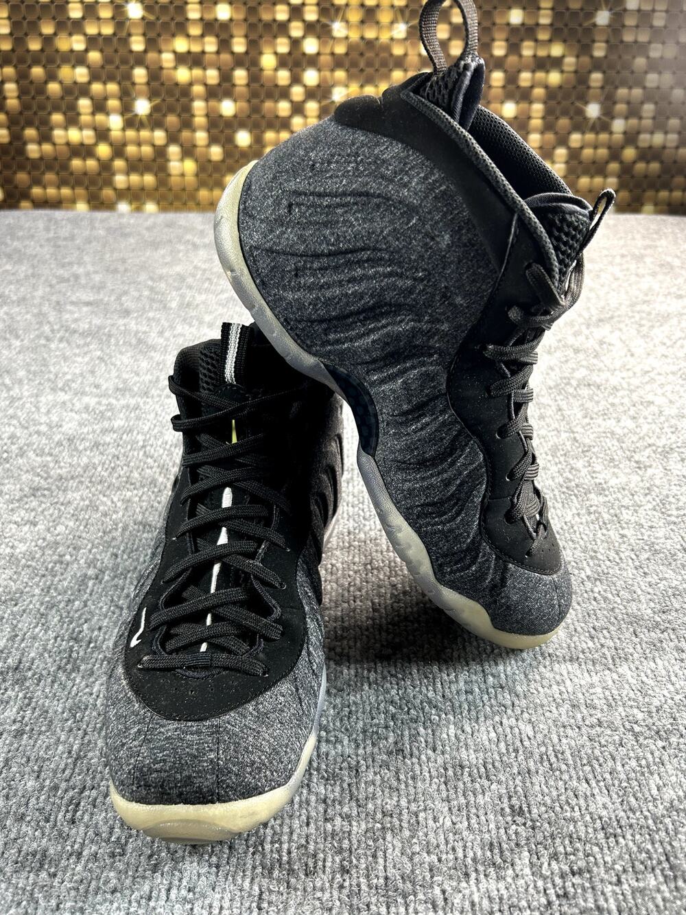 Nike Air Foamposite One GS Tech Fleece Black Grey 644792-008 Youth Size 6Y